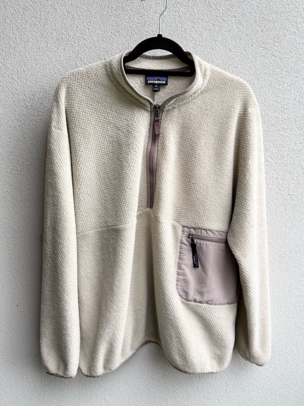 Patagonia Womens Re-Tool 1/2 Zip Pullover- Natural White X-Dye Size XXL